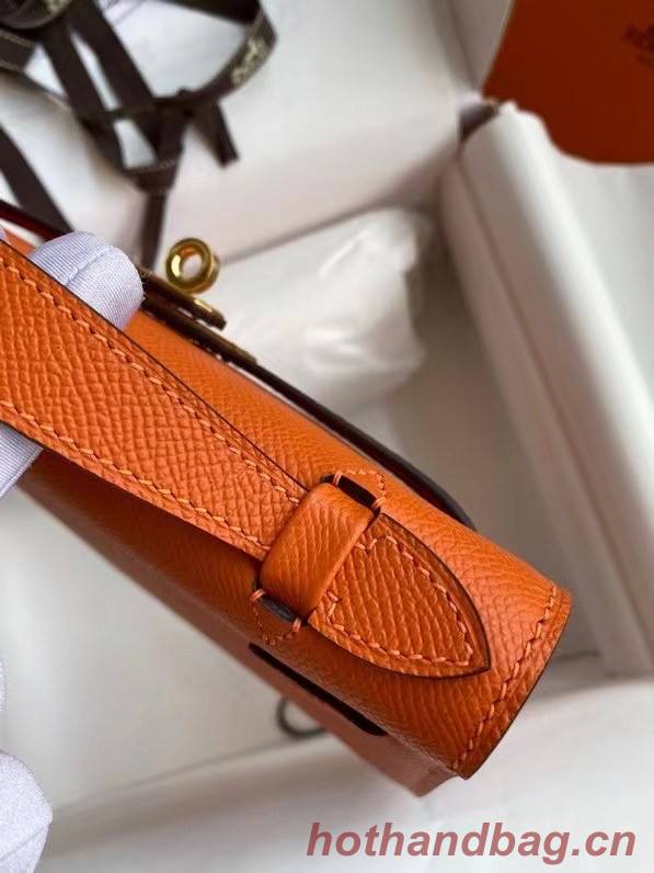 Hermes Original Epsom Leather KEL2278 orange&gold-Tone Metal