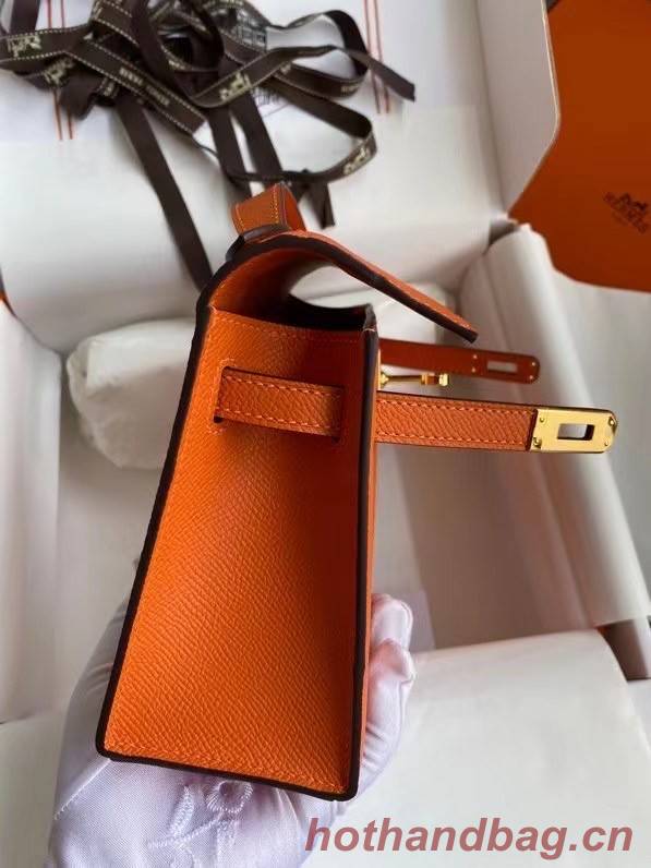 Hermes Original Epsom Leather KEL2278 orange&gold-Tone Metal