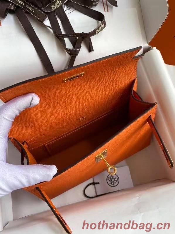 Hermes Original Epsom Leather KEL2278 orange&gold-Tone Metal