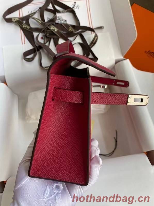 Hermes Original Epsom Leather KEL2278 purplish&Silver-Tone Metal