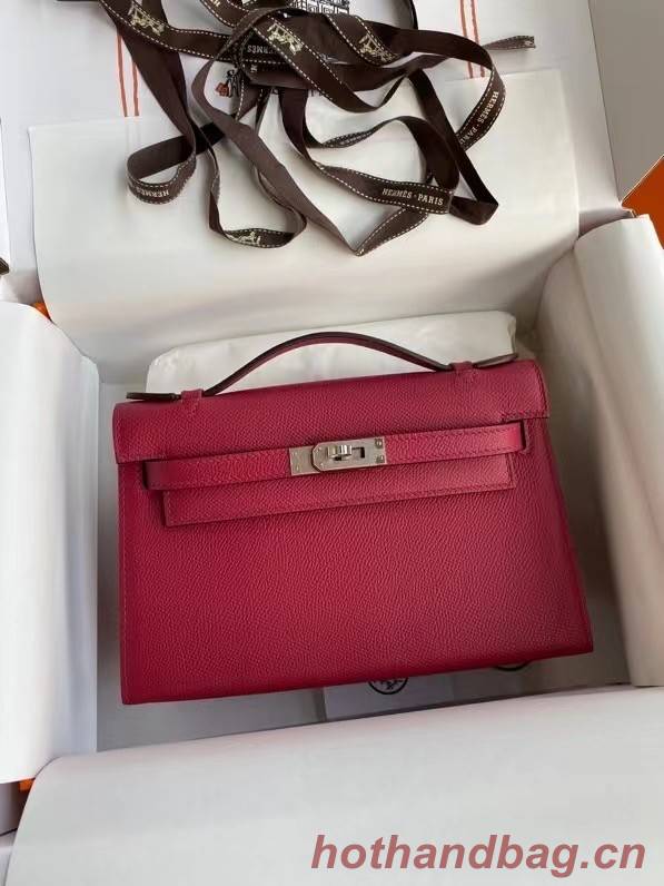 Hermes Original Epsom Leather KEL2278 purplish&Silver-Tone Metal