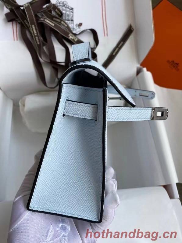 Hermes Original Epsom Leather KEL2278 sky blue&Silver-Tone Metal