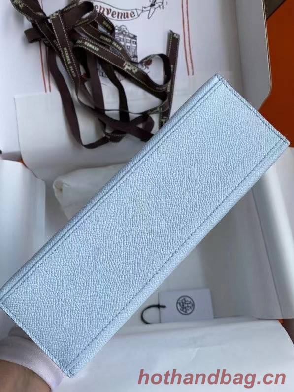 Hermes Original Epsom Leather KEL2278 sky blue&Silver-Tone Metal