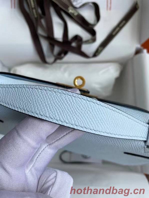 Hermes Original Epsom Leather KEL2278 sky blue&gold-Tone Metal