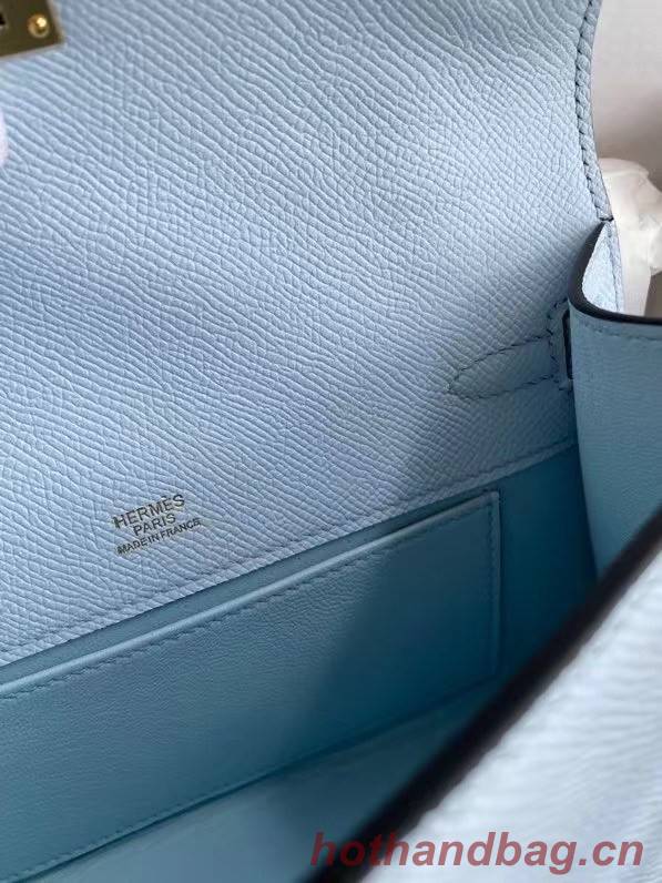 Hermes Original Epsom Leather KEL2278 sky blue&gold-Tone Metal