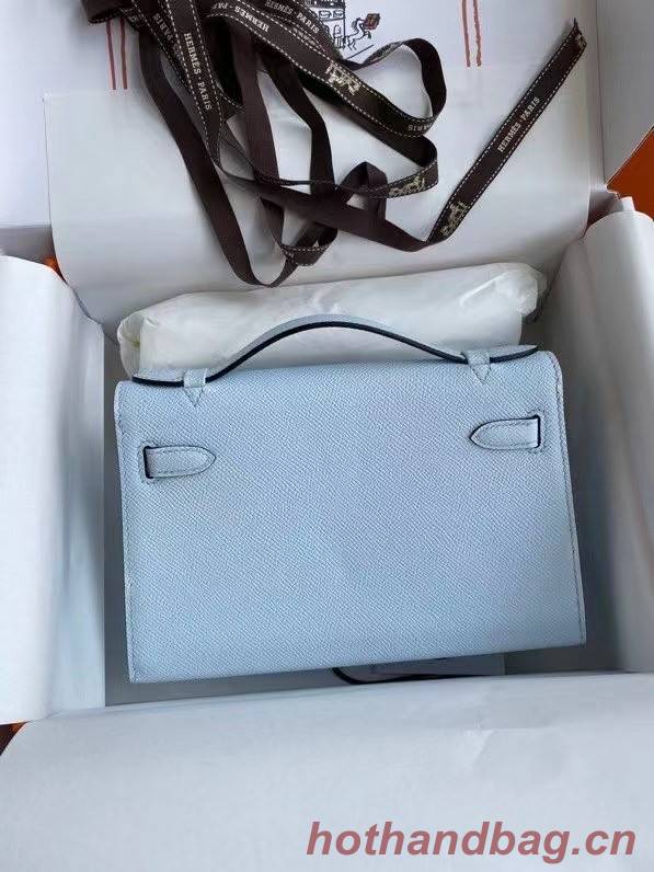 Hermes Original Epsom Leather KEL2278 sky blue&gold-Tone Metal