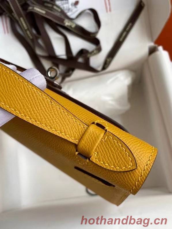 Hermes Original Epsom Leather KEL2278 yellow&Silver-Tone Metal