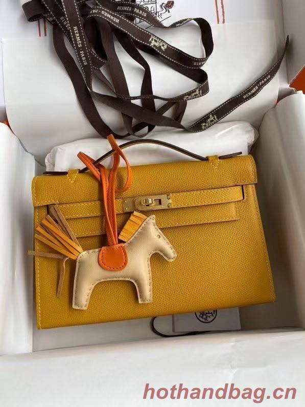 Hermes Original Epsom Leather KEL2278 yellow&gold-Tone Metal