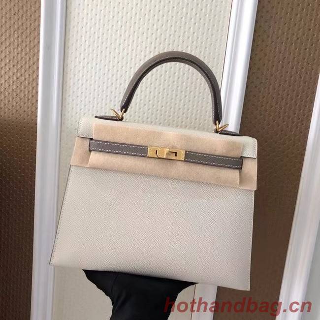 Hermes Original Epsom Leather KEL2578 white&grey