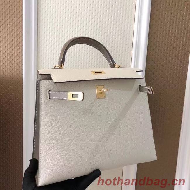 Hermes Original Epsom Leather KEL2578 white&grey