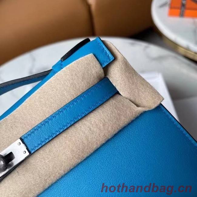 Hermes Original swift Leather KEL2278 blue&Silver-Tone Metal