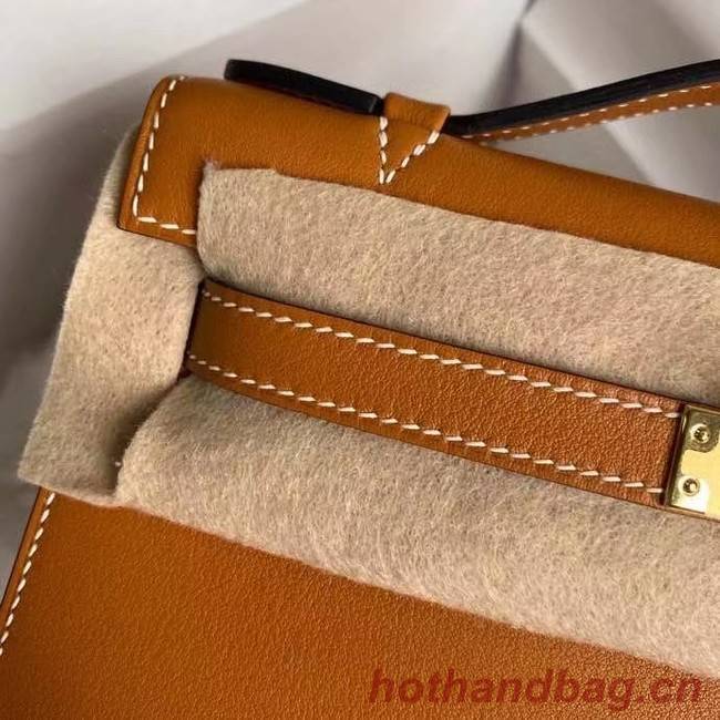 Hermes Original swift Leather KEL2278 brown&gold-Tone Metal