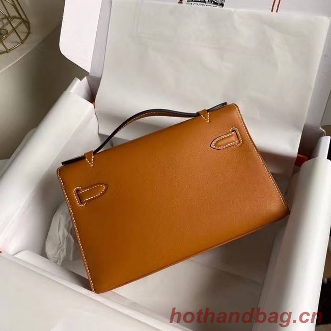 Hermes Original swift Leather KEL2278 brown&gold-Tone Metal