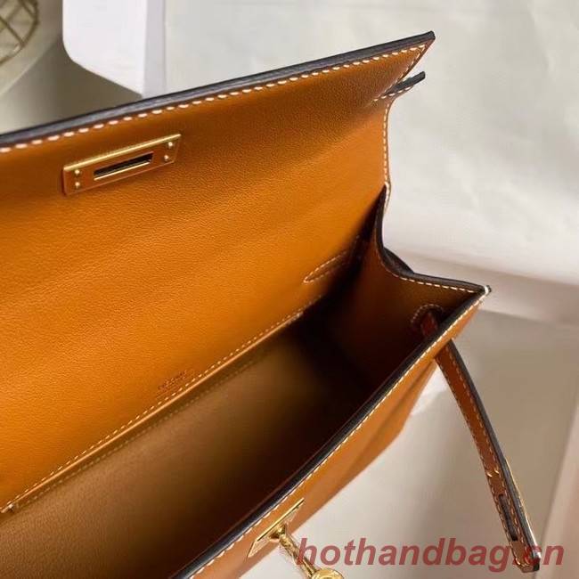 Hermes Original swift Leather KEL2278 brown&gold-Tone Metal