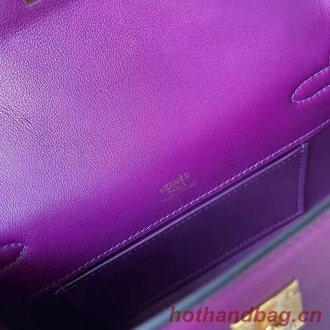 Hermes Original swift Leather KEL2278 purple&gold-Tone Metal