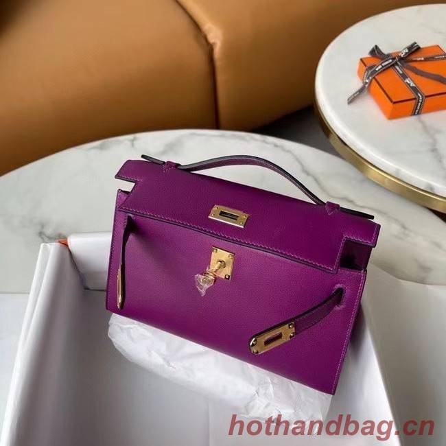 Hermes Original swift Leather KEL2278 purple&gold-Tone Metal