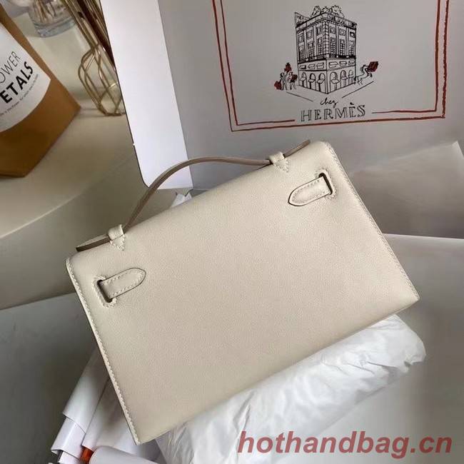 Hermes Original swift Leather KEL2278 white&Silver-Tone Metal