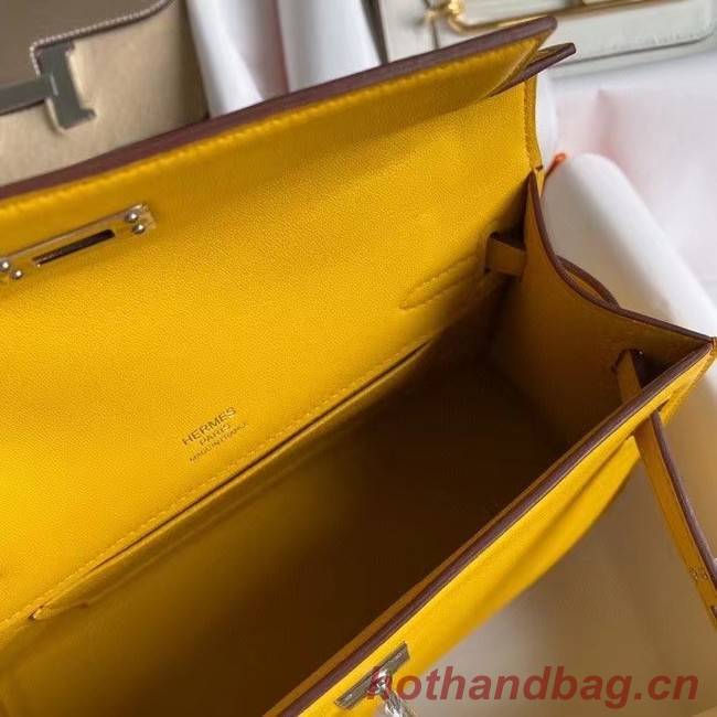 Hermes Original swift Leather KEL2278 yellow&Silver-Tone Metal