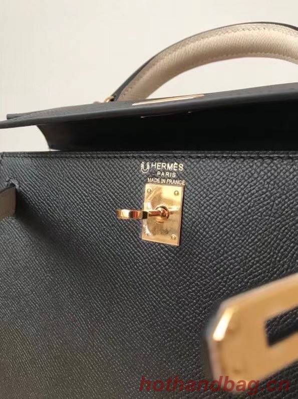 Hermes Original Epsom Leather KEL2578 black&cream