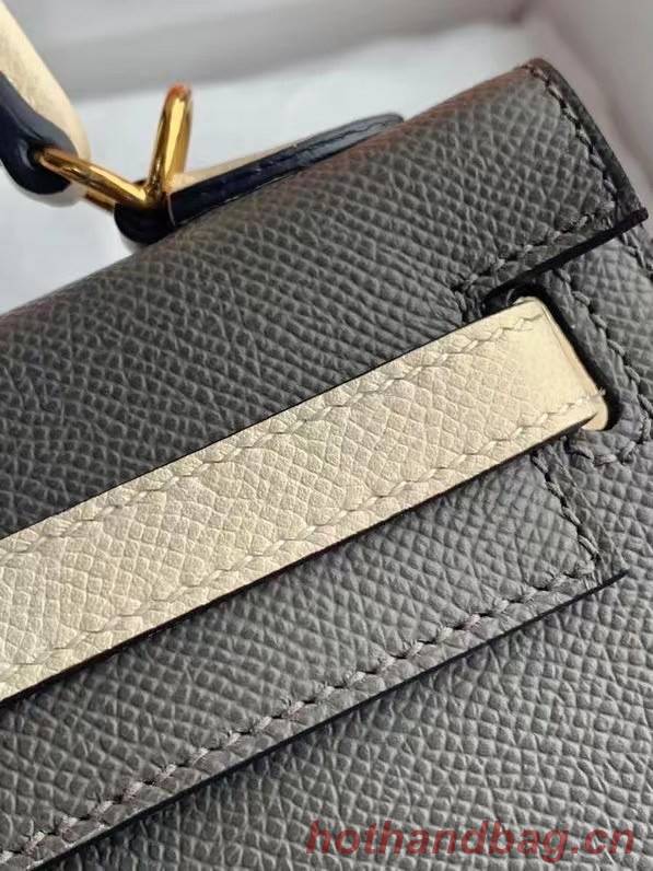 Hermes Original Epsom Leather KEL2578 dark grey&cream