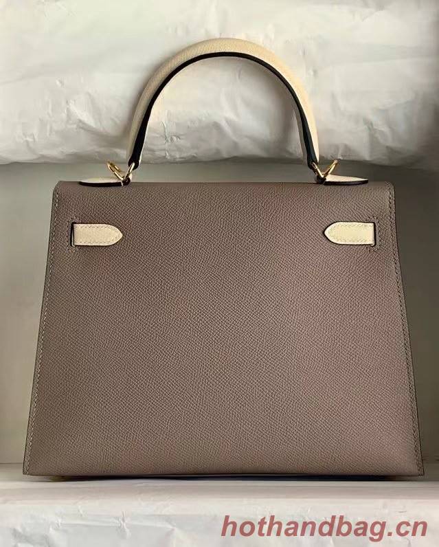 Hermes Original Epsom Leather KEL2578 grey&cream