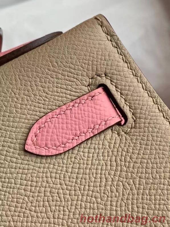 Hermes Original Epsom Leather KEL2578 light grey&pink