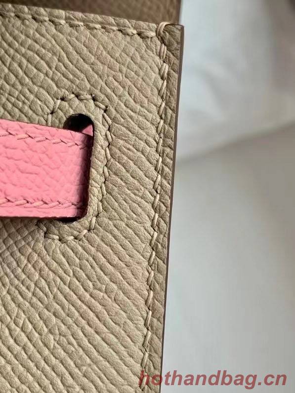 Hermes Original Epsom Leather KEL2578 light grey&pink