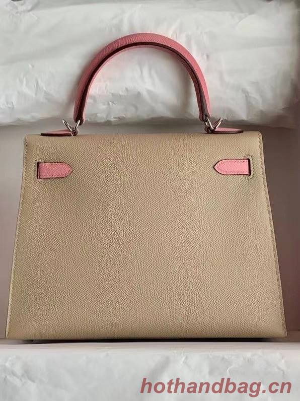 Hermes Original Epsom Leather KEL2578 light grey&pink