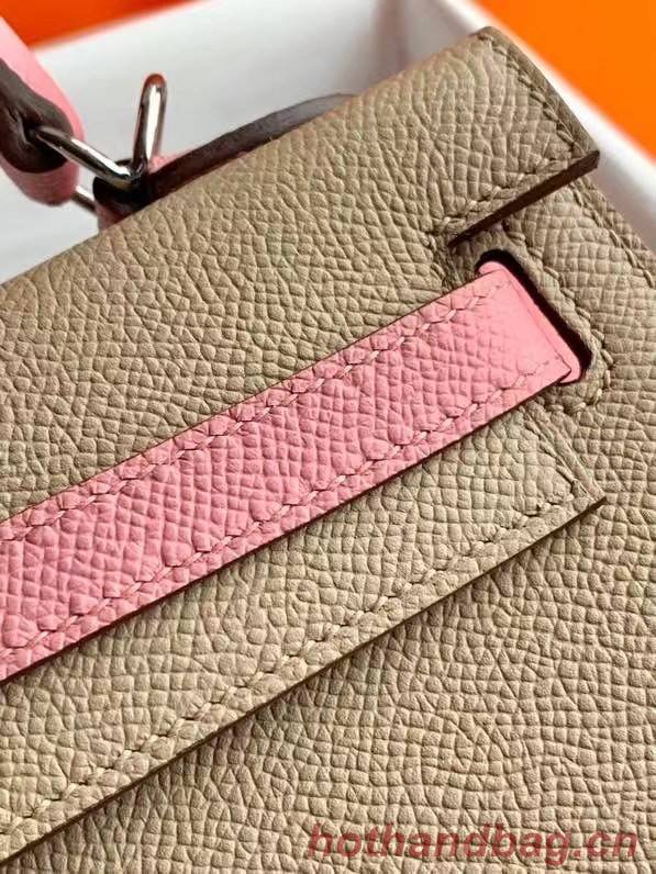 Hermes Original Epsom Leather KEL2578 light grey&pink