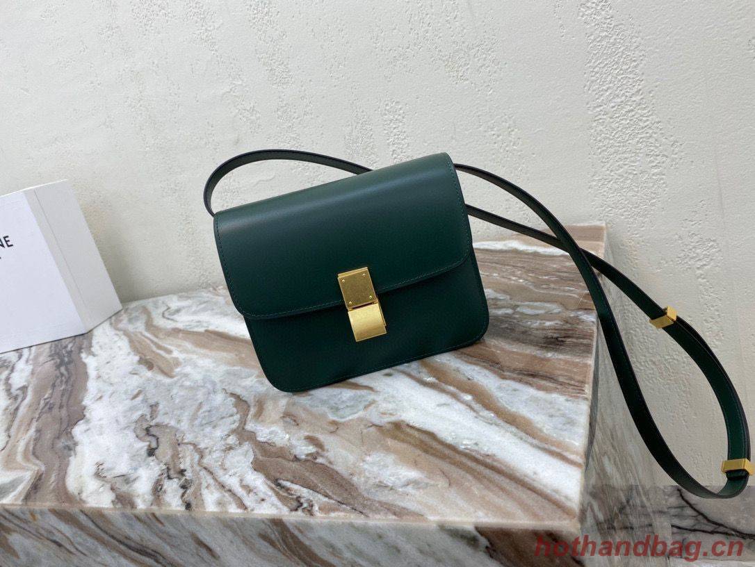 Celine Classic Box Teen Flap Bag Original Calfskin Leather 3379 Dark Green