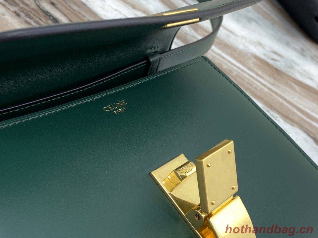 Celine Classic Box Teen Flap Bag Original Calfskin Leather 3379 Dark Green