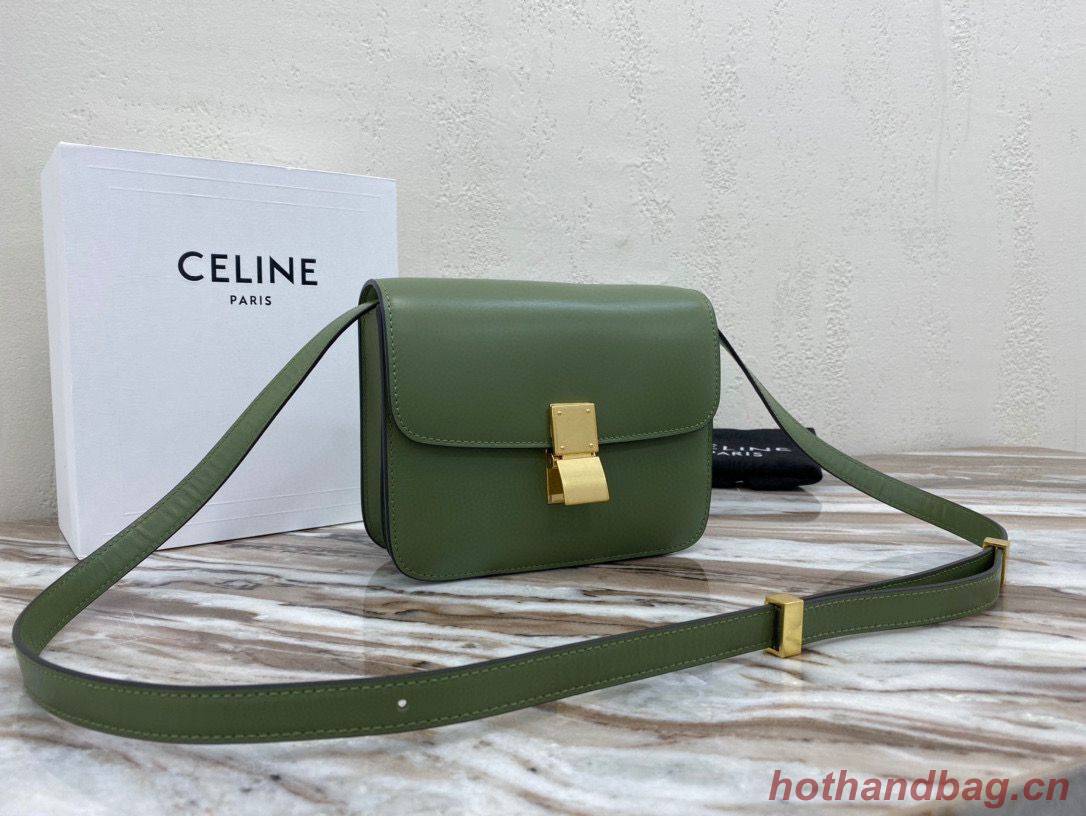 Celine Classic Box Teen Flap Bag Original Calfskin Leather 3379 Green