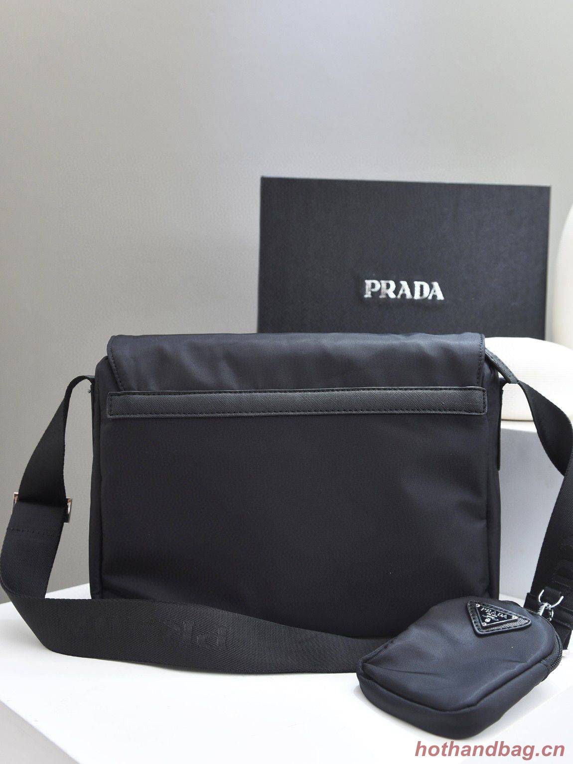 Prada Nylon Flap Messenger shoulder Bag PN1259 Black