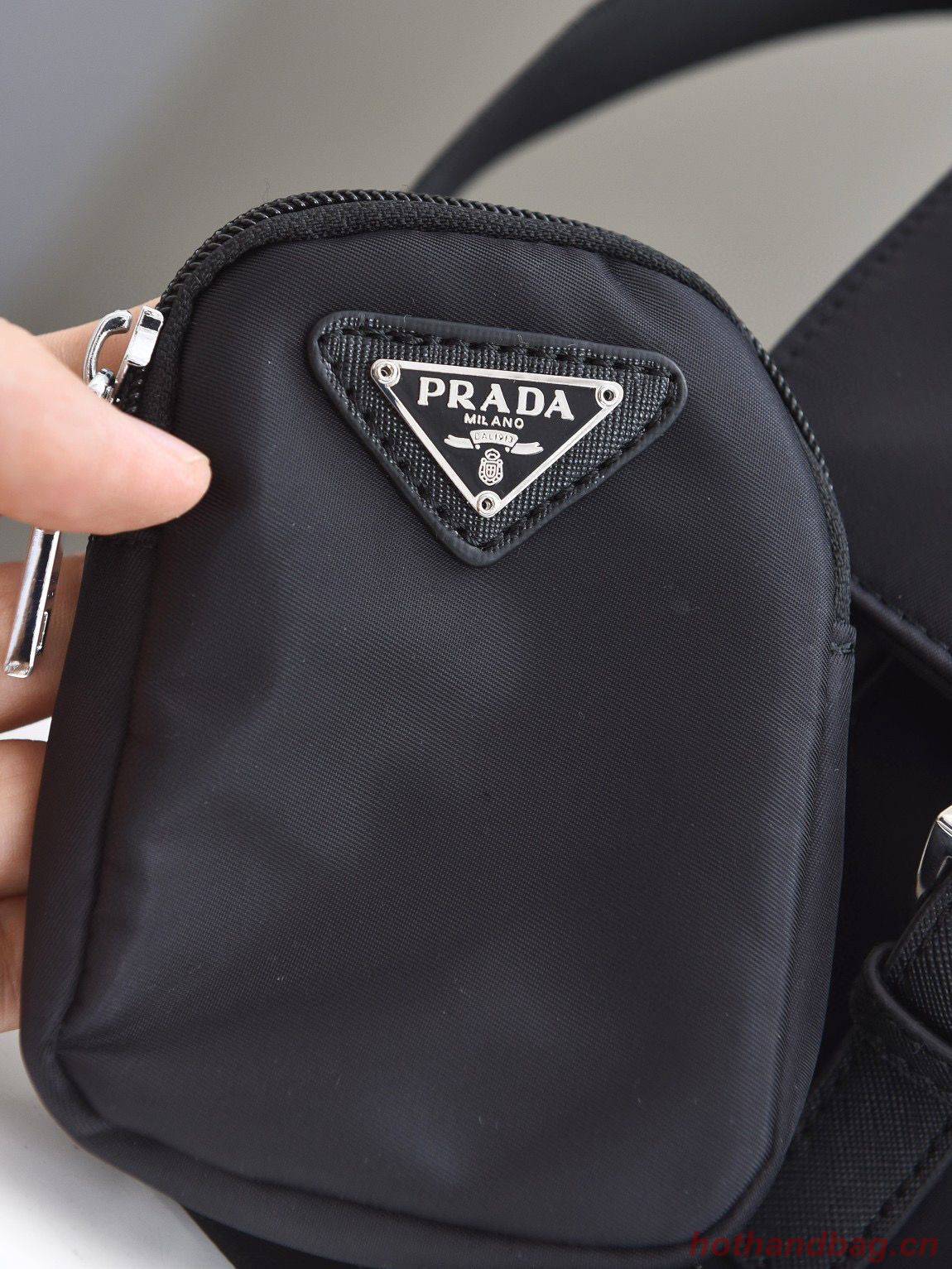 Prada Nylon Flap Messenger shoulder Bag PN1259 Black