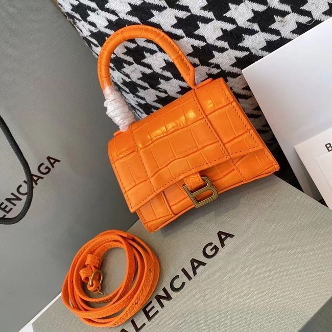 Balenciaga WOMENS HOURGLASS MINI TOP HANDLE BAG M8000 ORANGE