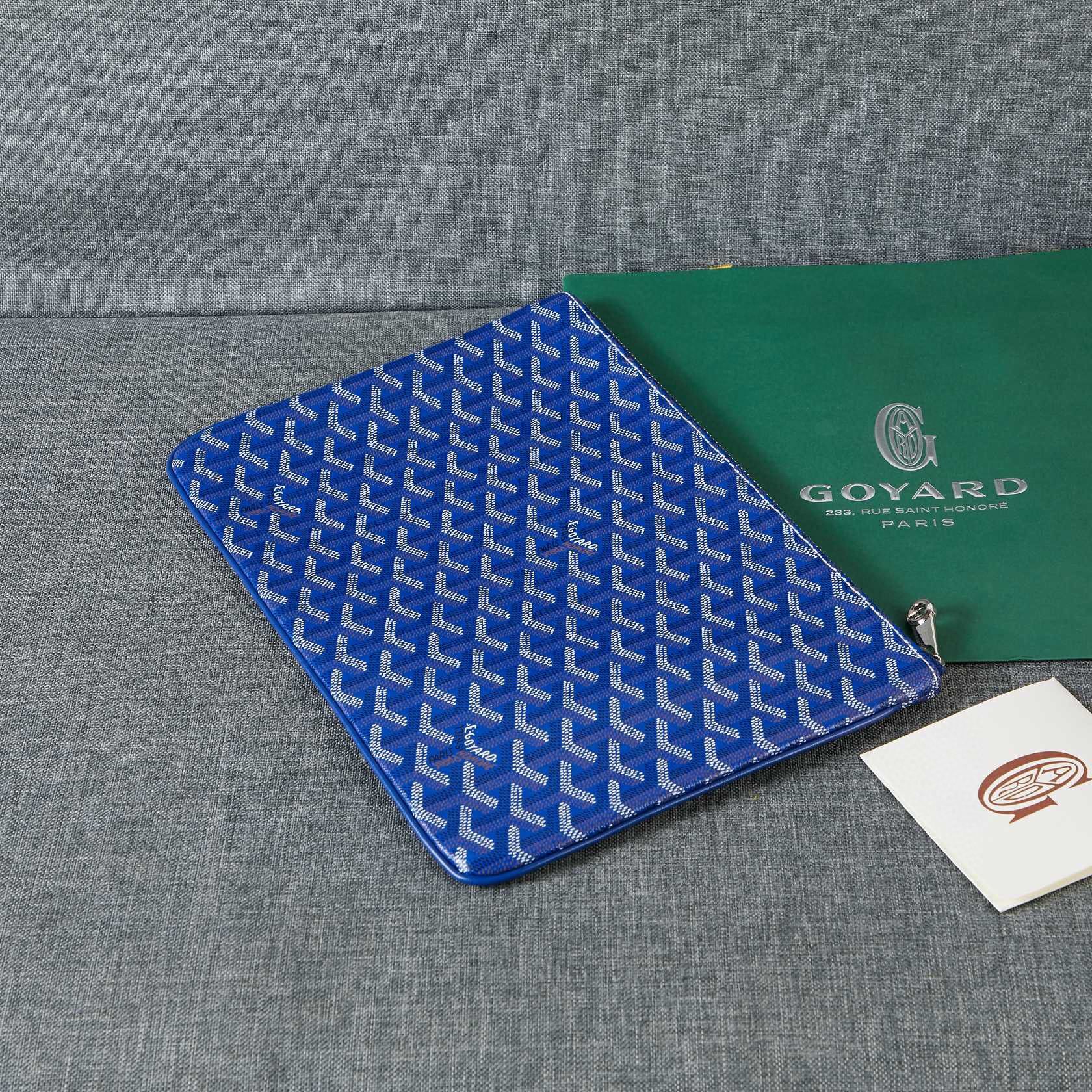 Goyard Y Doodling Calfskin Leather Clutch bag 5987 Blue