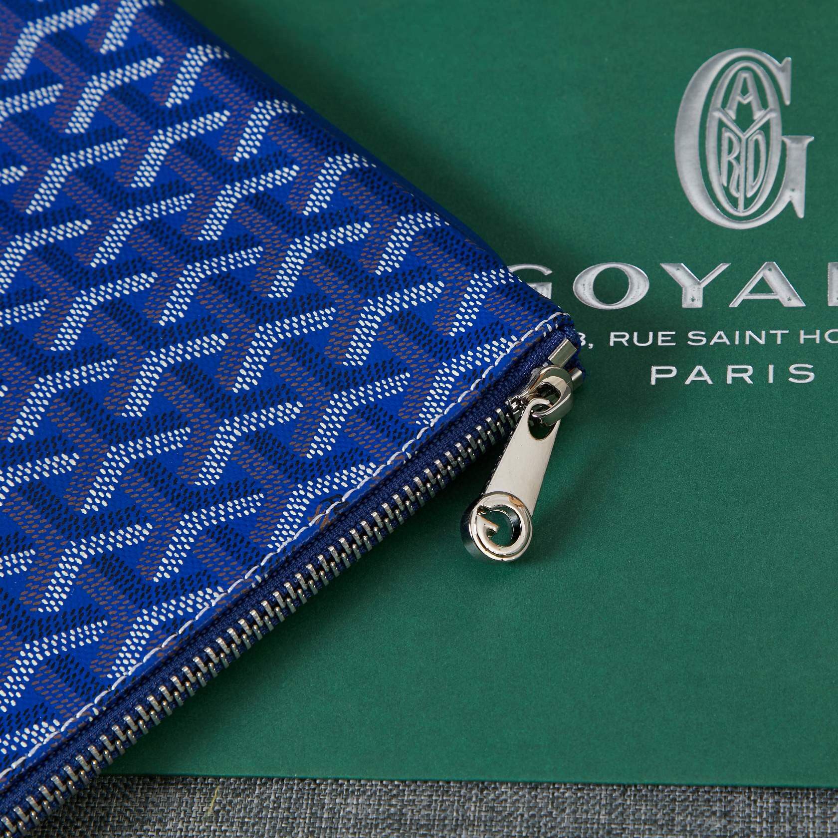 Goyard Y Doodling Calfskin Leather Clutch bag 5987 Blue