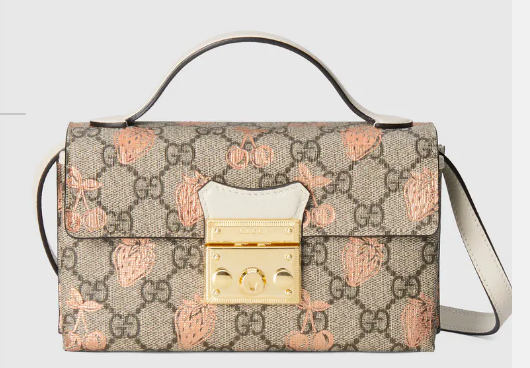 Gucci Padlock berry print mini bag 652683 White