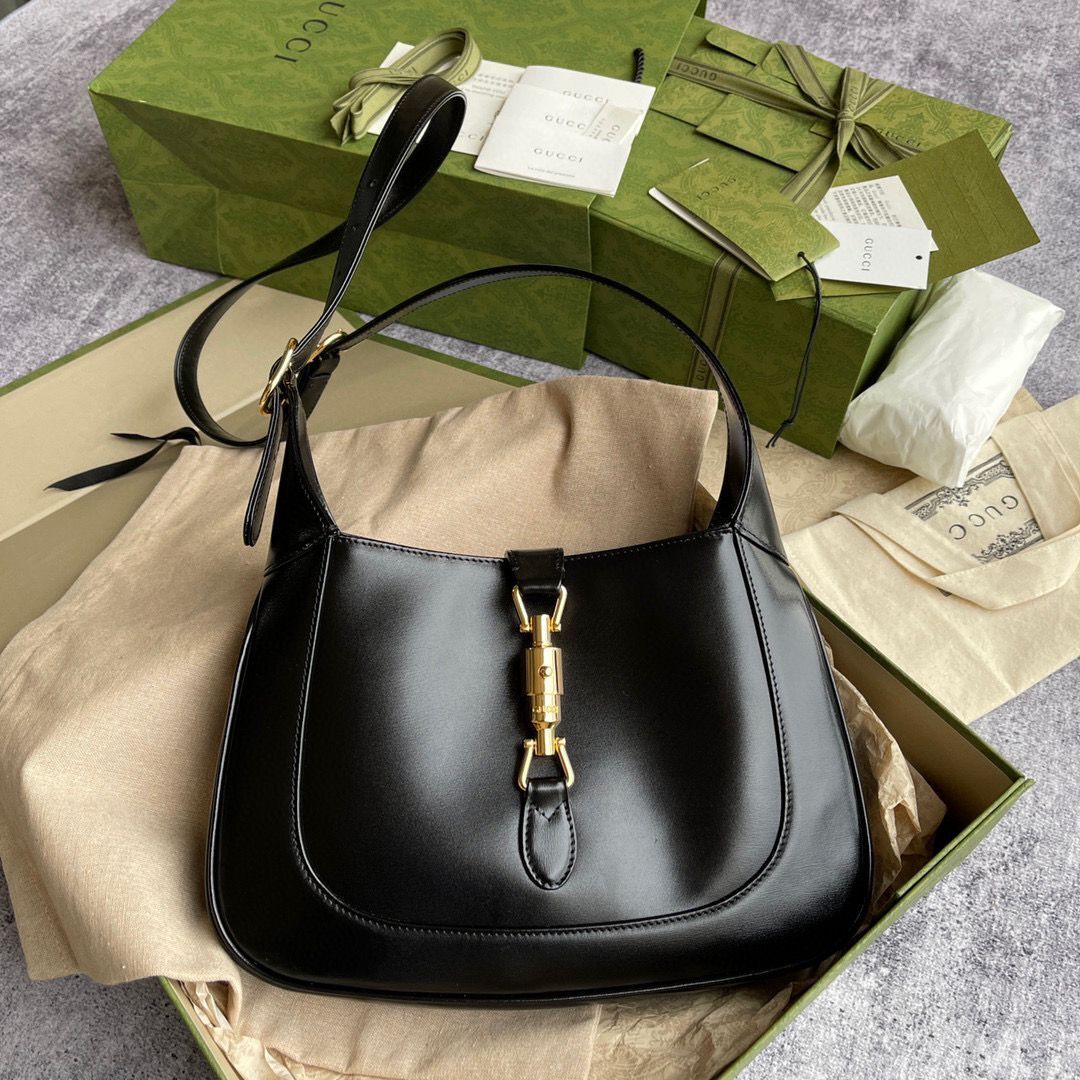 Gucci Vintage Jackie 1961 Original Leather Hobo Bag 636709 Black