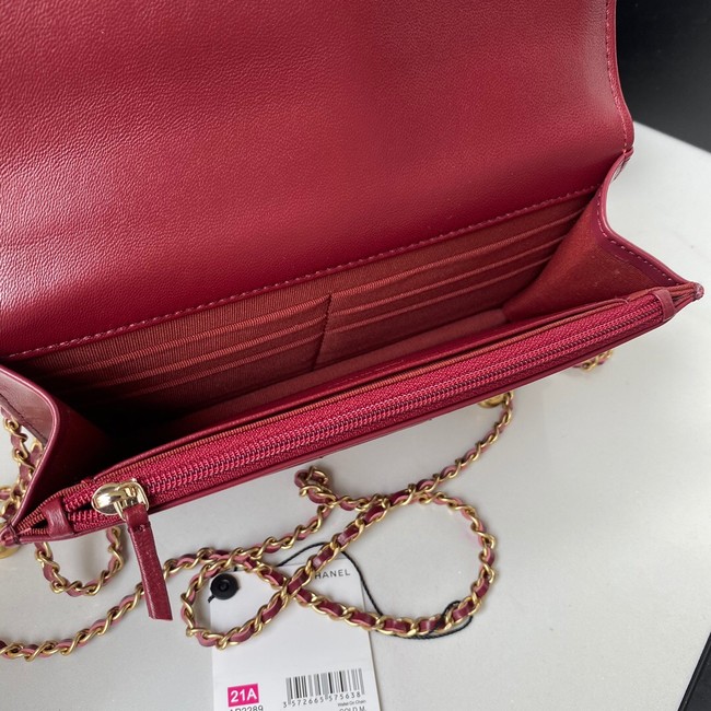 CHANEL Lambskin Flap Shoulder Bag AP2289 red