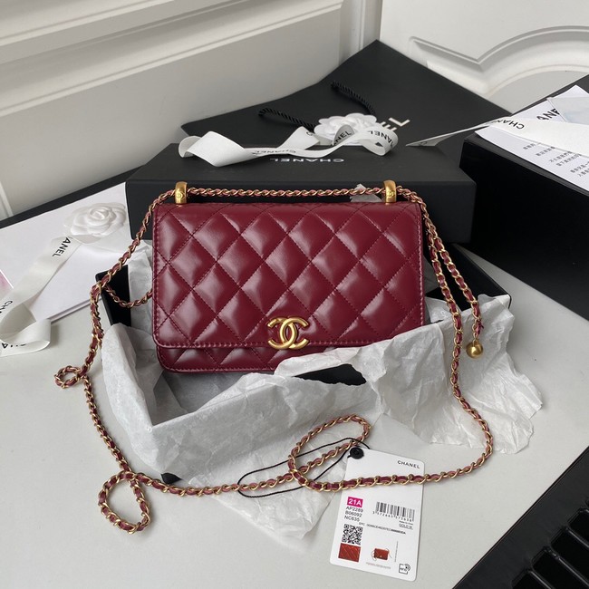 CHANEL Lambskin Flap Shoulder Bag AP2289 red