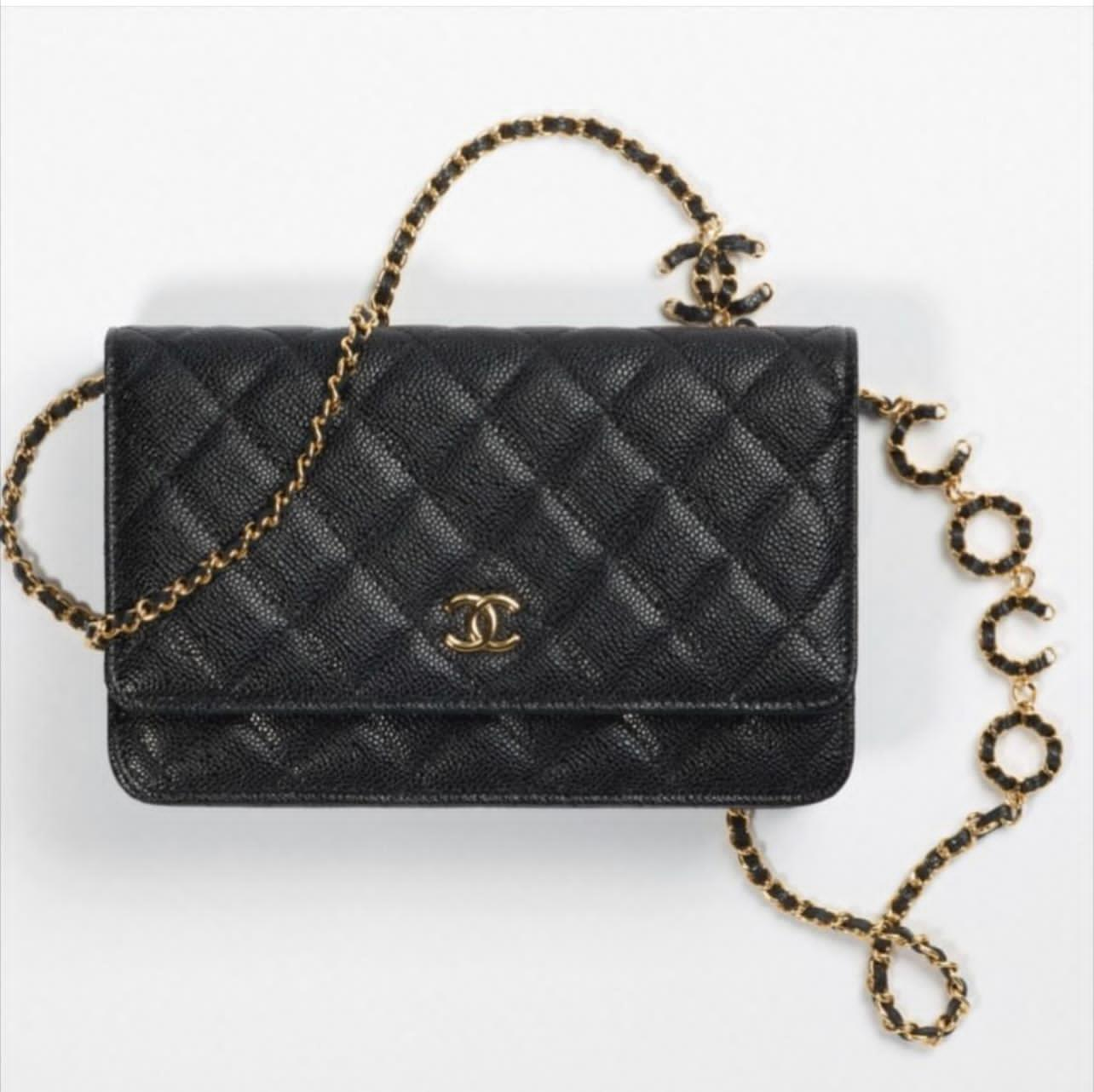 Chanel WOC Original Caviar Leather Flap cross-body bag CC33814 black& Gold chain