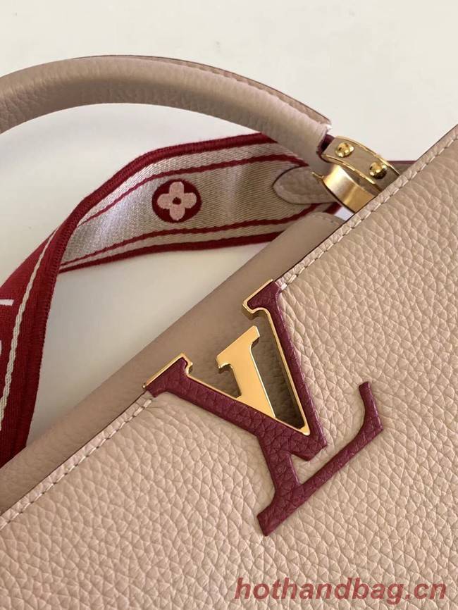 Louis Vuitton CAPUCINES MM M58608 Eggshell&Lie de Vin Red