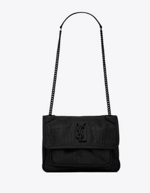 YSL NIKI MEDIUM IN CROCODILE-EMBOSSED LEATHER 498894 black