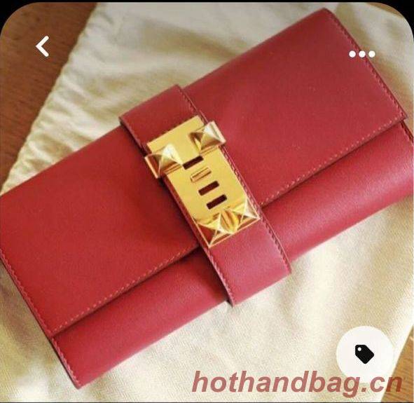 Hermes Original swift Leather Clutch 37001 Red