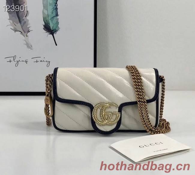 Gucci Online Exclusive GG Marmont mini bag 574969 White&blue