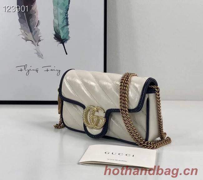 Gucci Online Exclusive GG Marmont mini bag 574969 White&blue