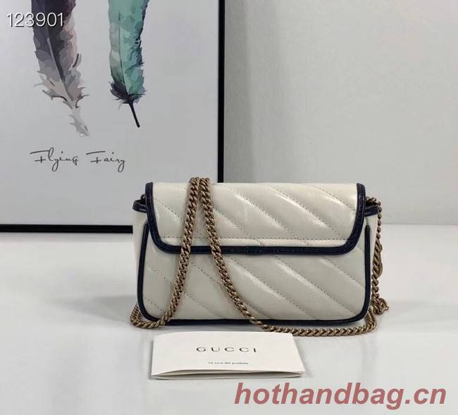 Gucci Online Exclusive GG Marmont mini bag 574969 White&blue