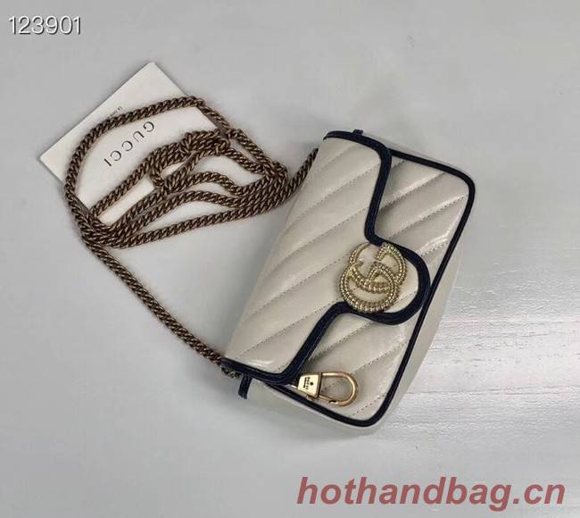 Gucci Online Exclusive GG Marmont mini bag 574969 White&blue