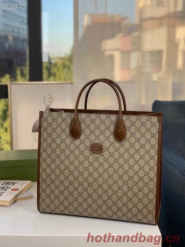 Gucci Medium tote with Interlocking G 674148 brown